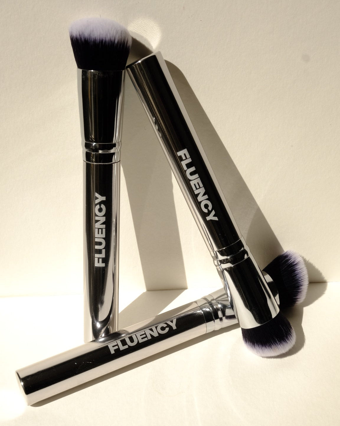 chrome dense angled synthetic brush with Fluency branding logo